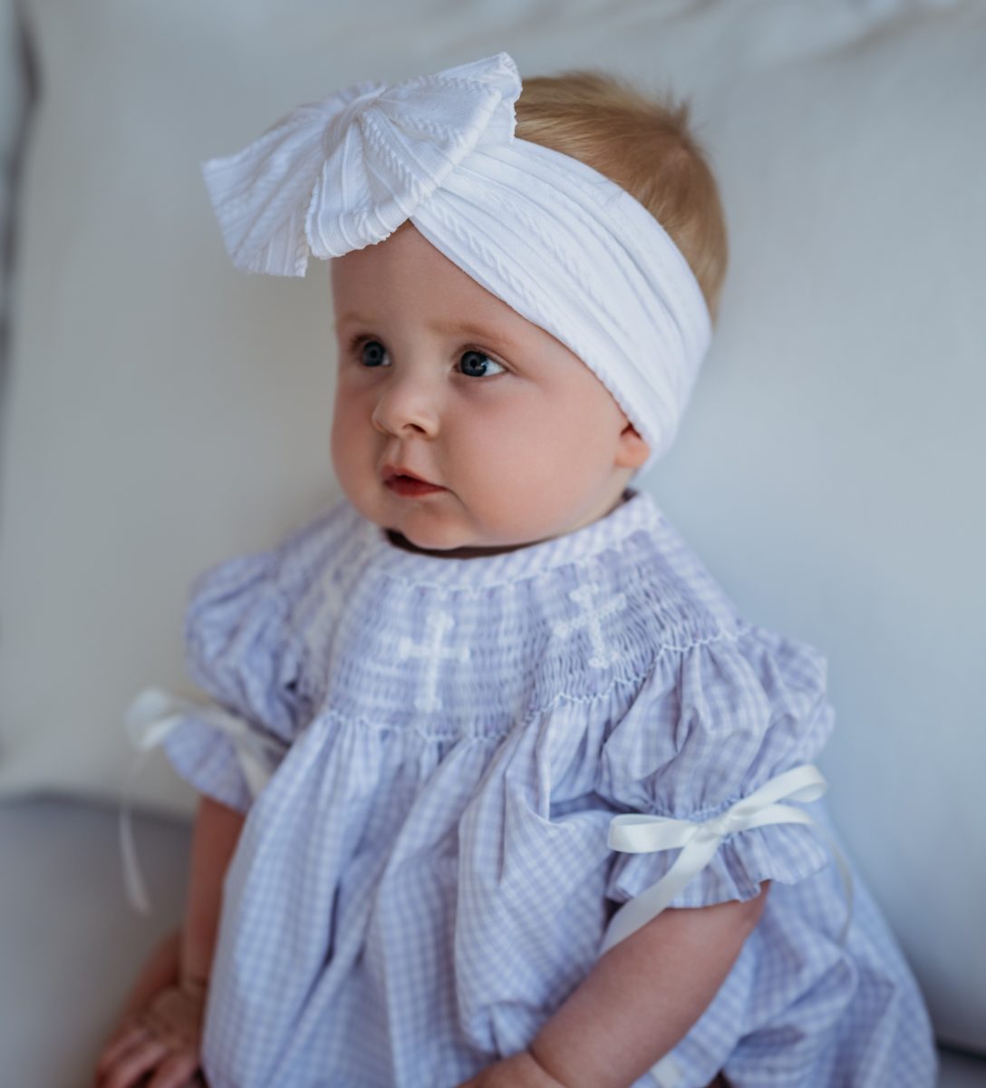Lilac Faith Cross Smocked Bishop
