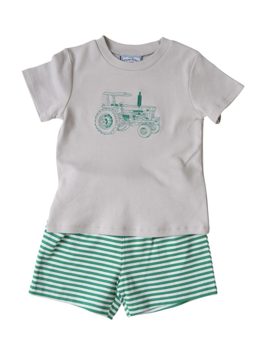 Tractor Embroidered Short Set