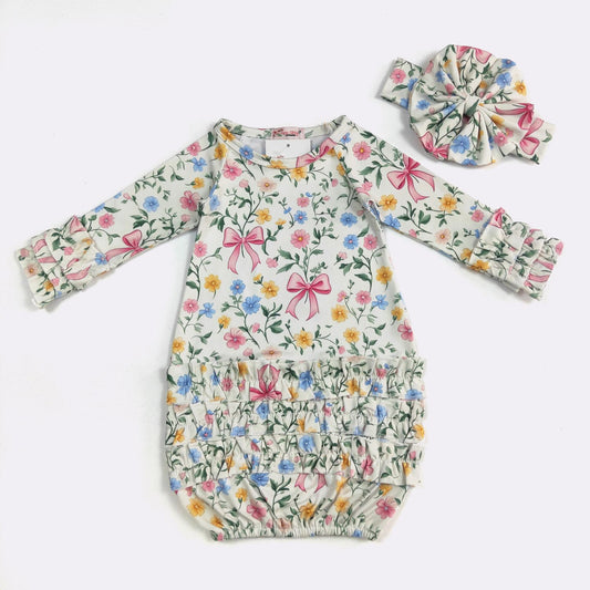 Wildflower Bow Baby Gown