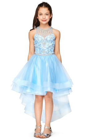 Blue High/Low Tulle Dress