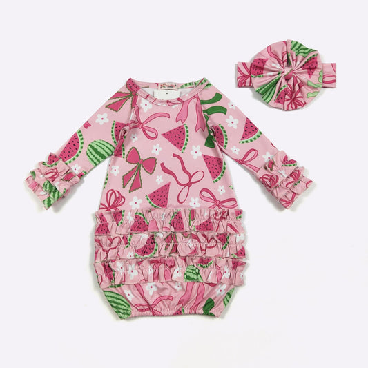 Watermelon Gown W/Matching Headband
