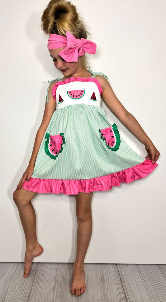 Pocket Full of Melons Smocked Dress