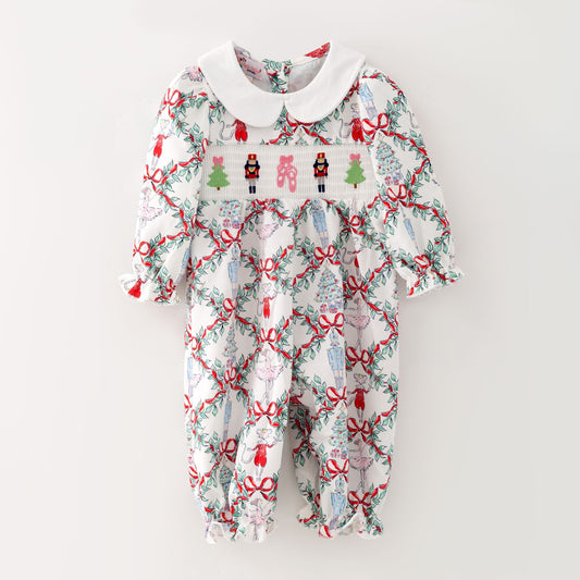 Nutcracker Trellis Smocked Romper