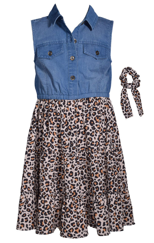 Denim to Leopard Dress