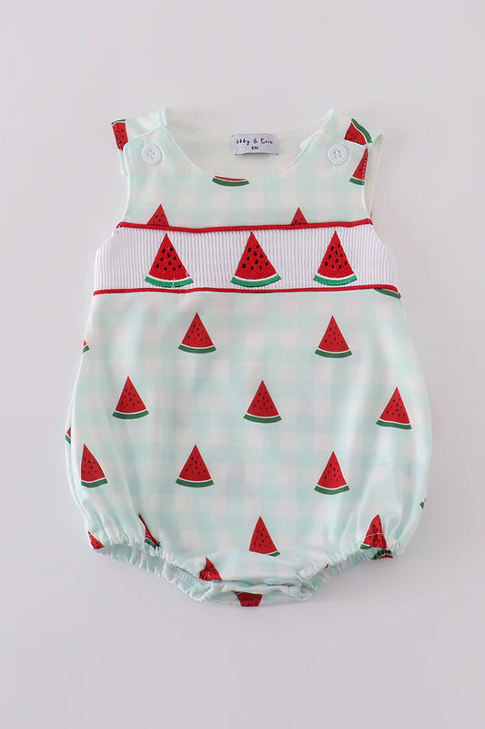 Watermelon Embroidery Smocked Bubble
