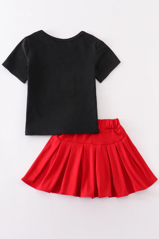 Black Georgia Glitter Applique Skort Set