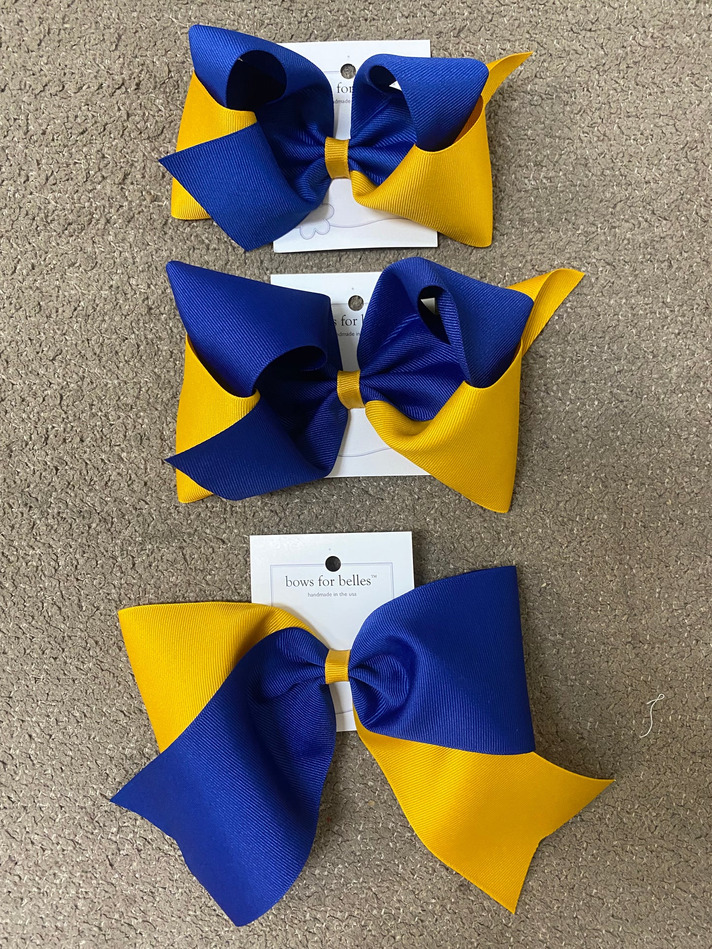 Blue and Gold Two Toned Boutique Bow