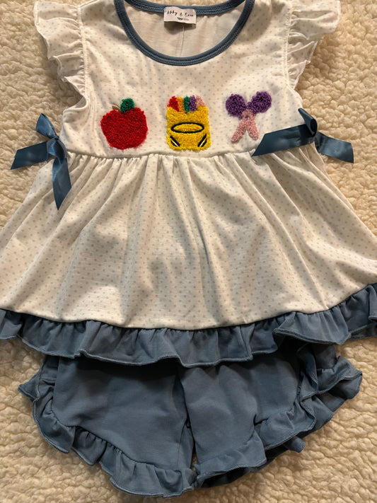 Back to School French Knot Short Set