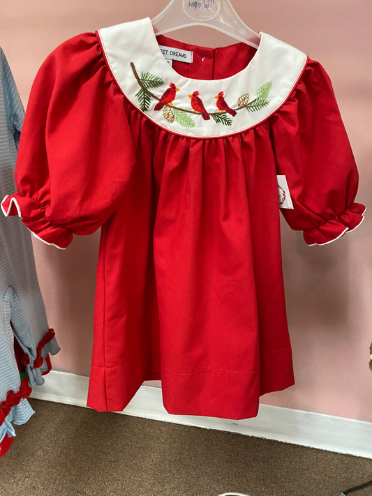 Cardinal Embroidered Red Dress