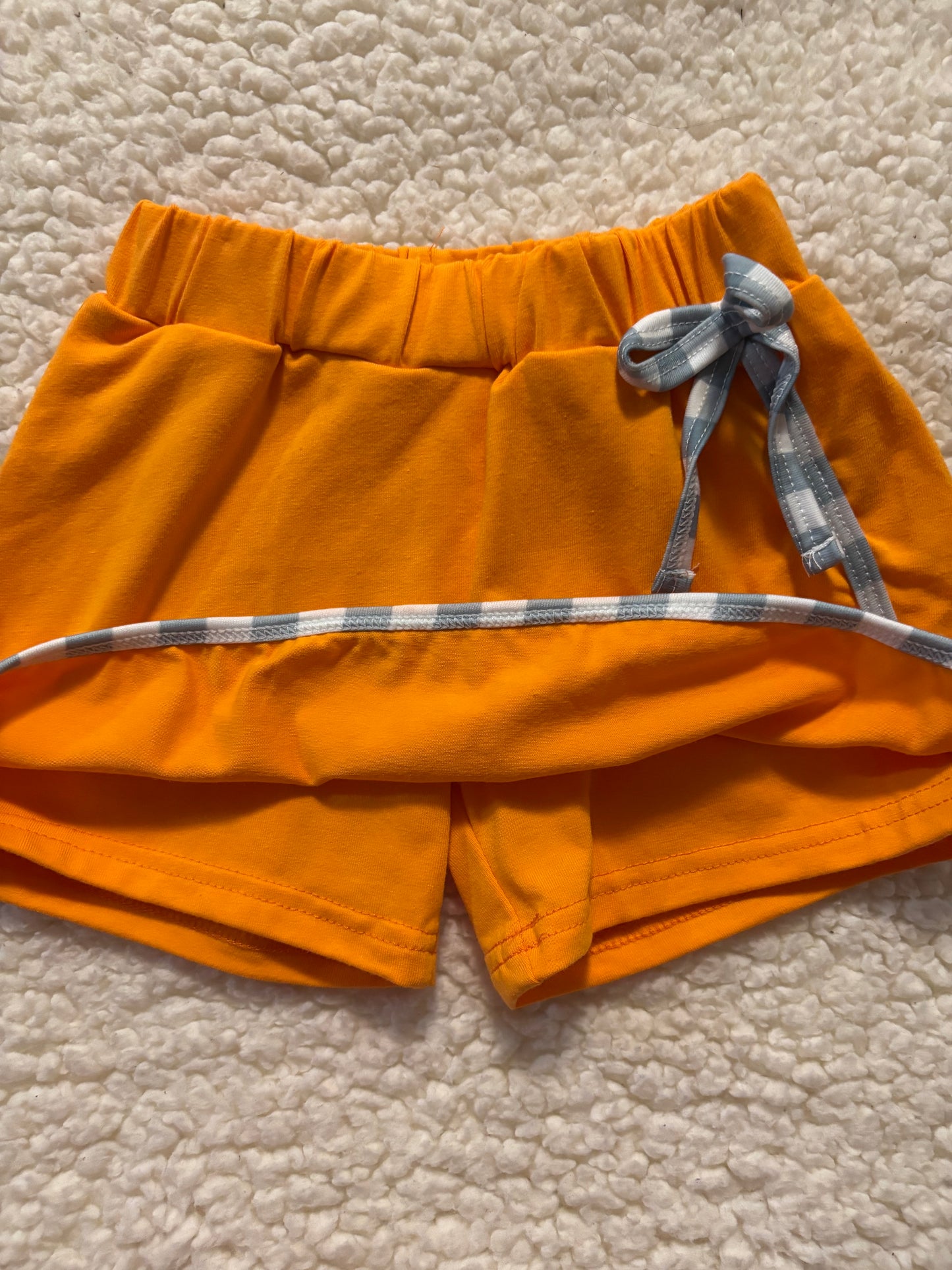 Orange Pumpkin Applique Gingham Skort Set