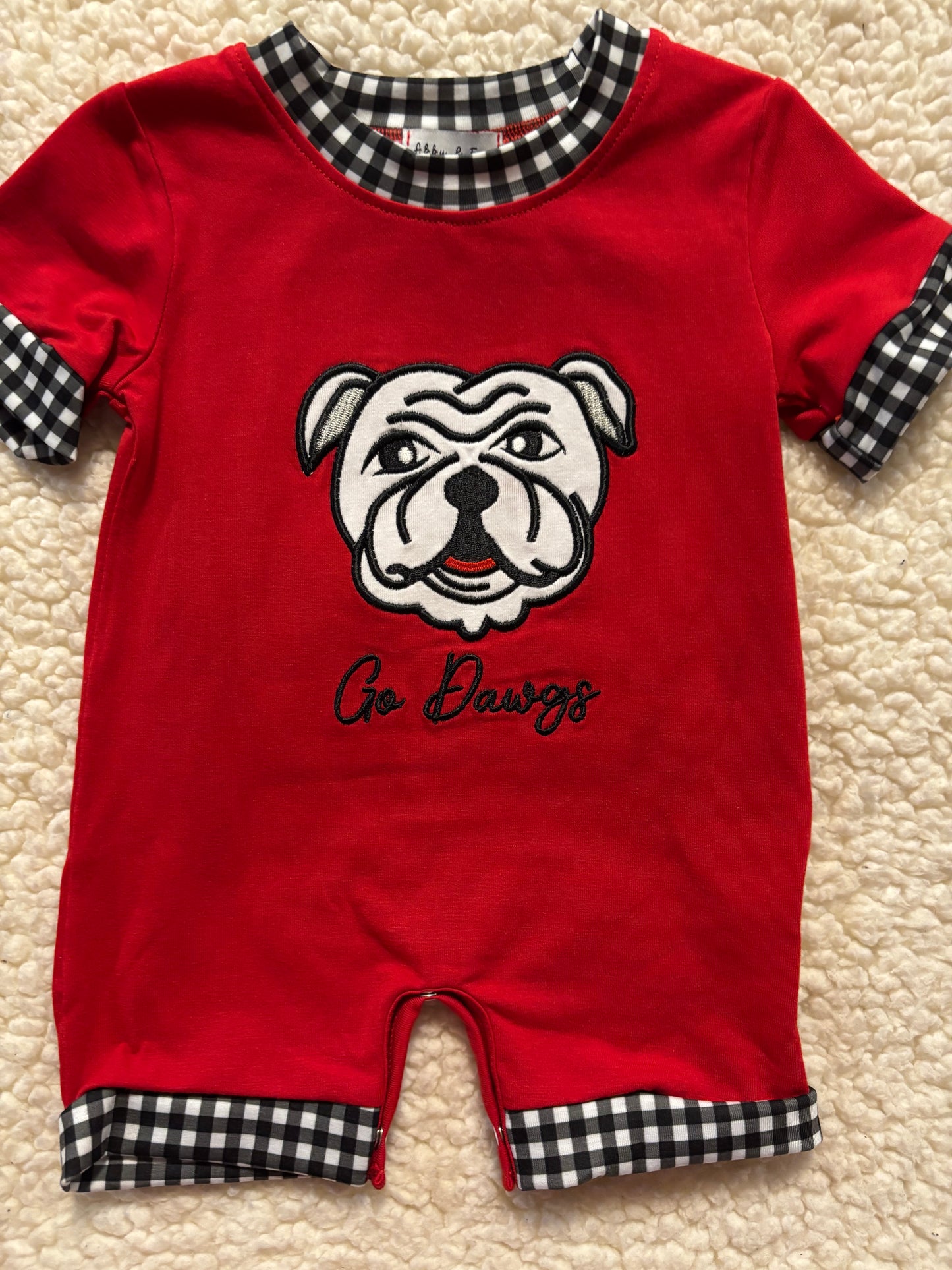 Go Dawgs red romper