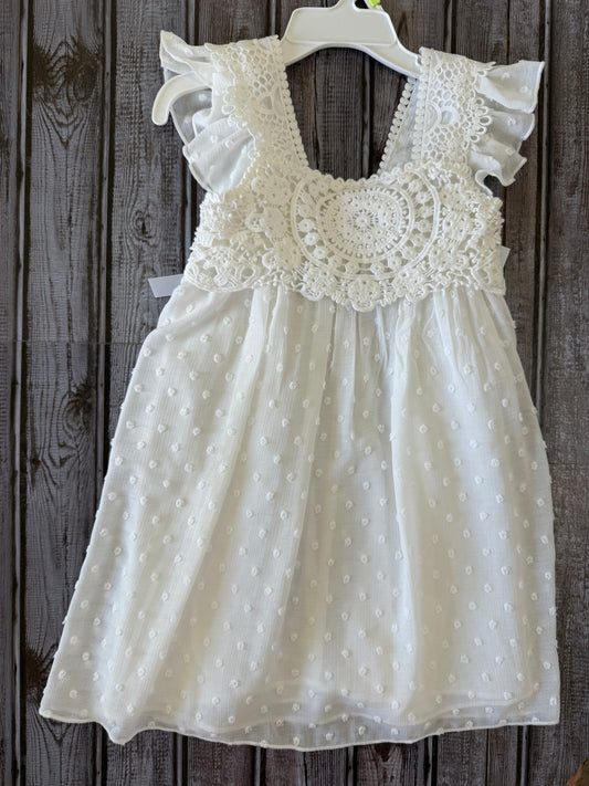 White Tufted Chiffon Dress