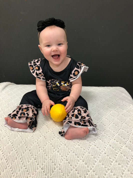Black/Gold Football Romper