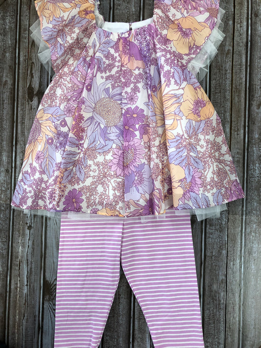 Lilac Floral Capri Set