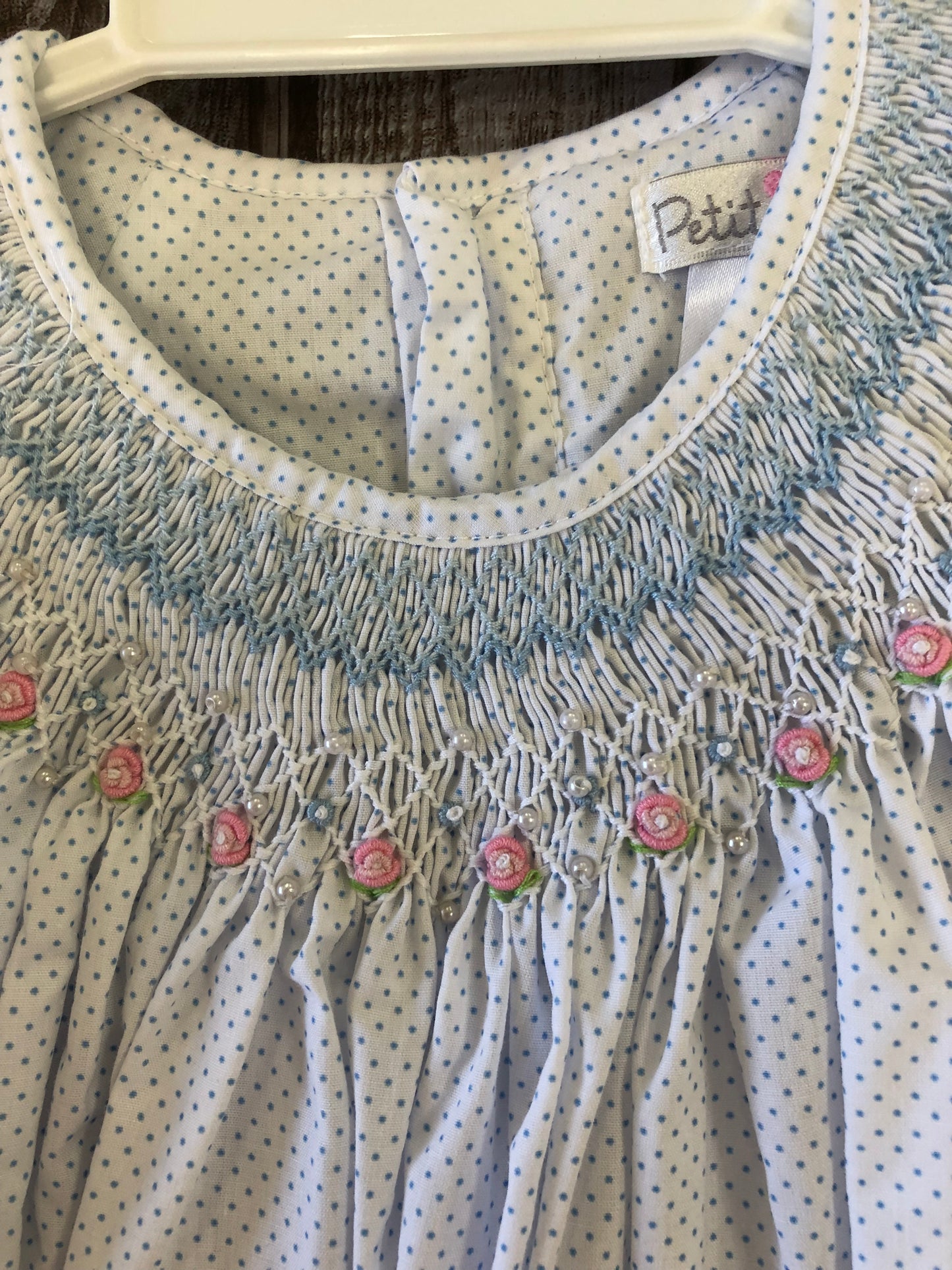 Blue Dot Smocked Dress