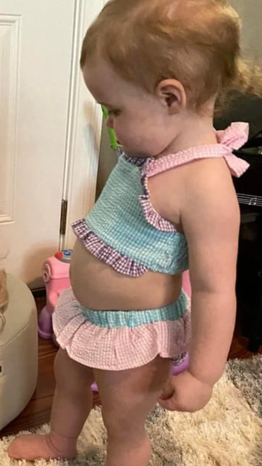 Aqua/Purple Colorblock 2 Pc. Swimsuit