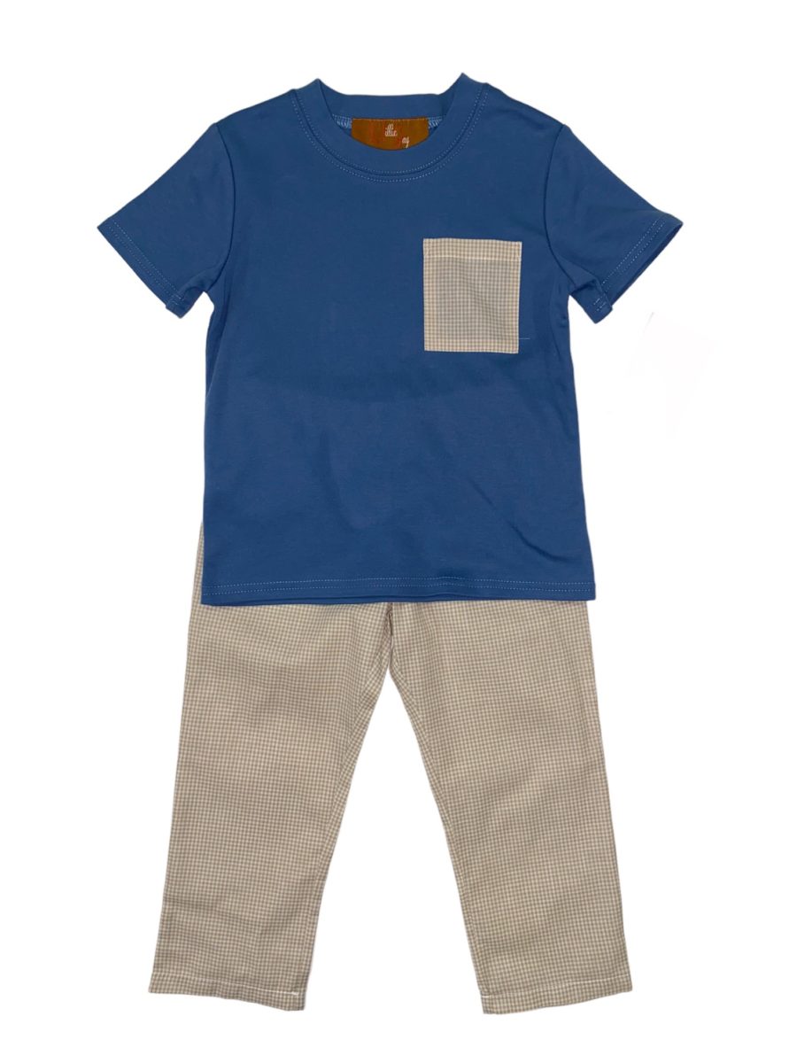 Blue and Khaki Pant Set