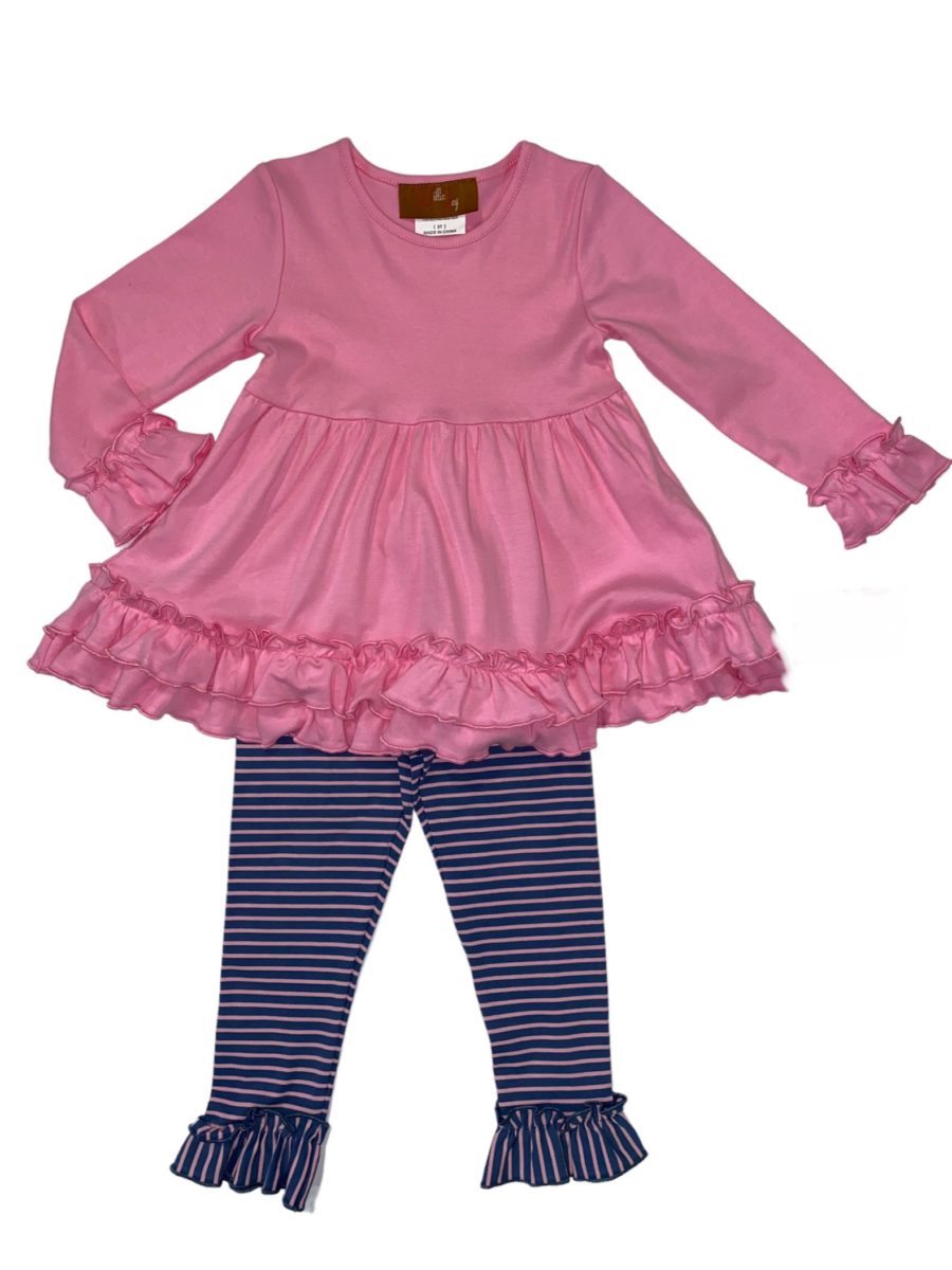 Pink and Blue Ruffle Pant Set