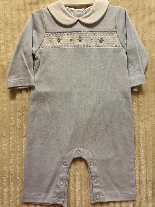 Soft Blue Knit Smocked Longall