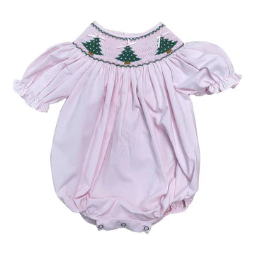 Christmas Tree Pink Smocked Bubble