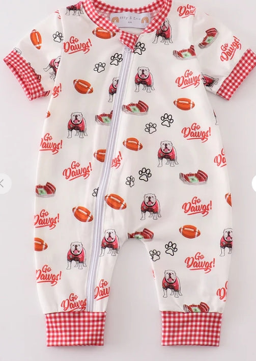 Dawgs Print Boys Pajama Romper