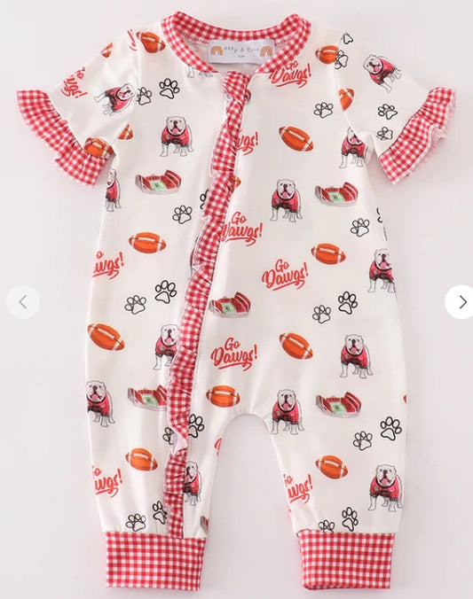 Dawgs Print Girls Pajama Romper