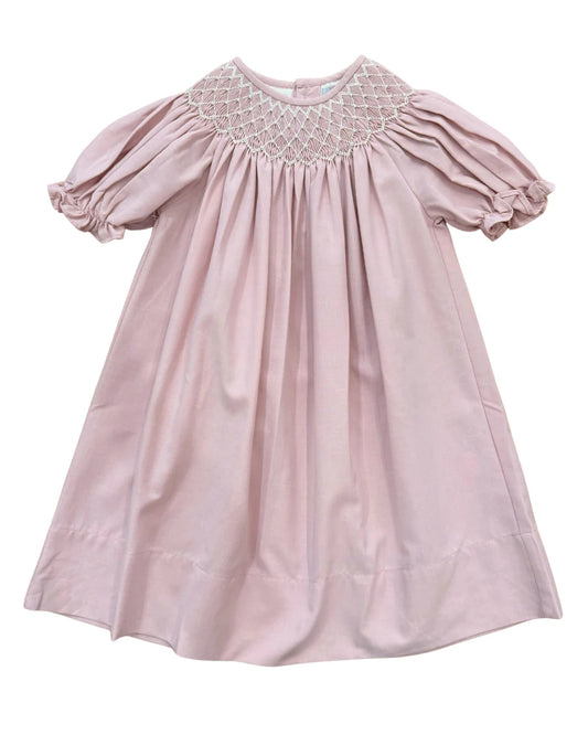 Dusty Pink Pearl Smocked Dress