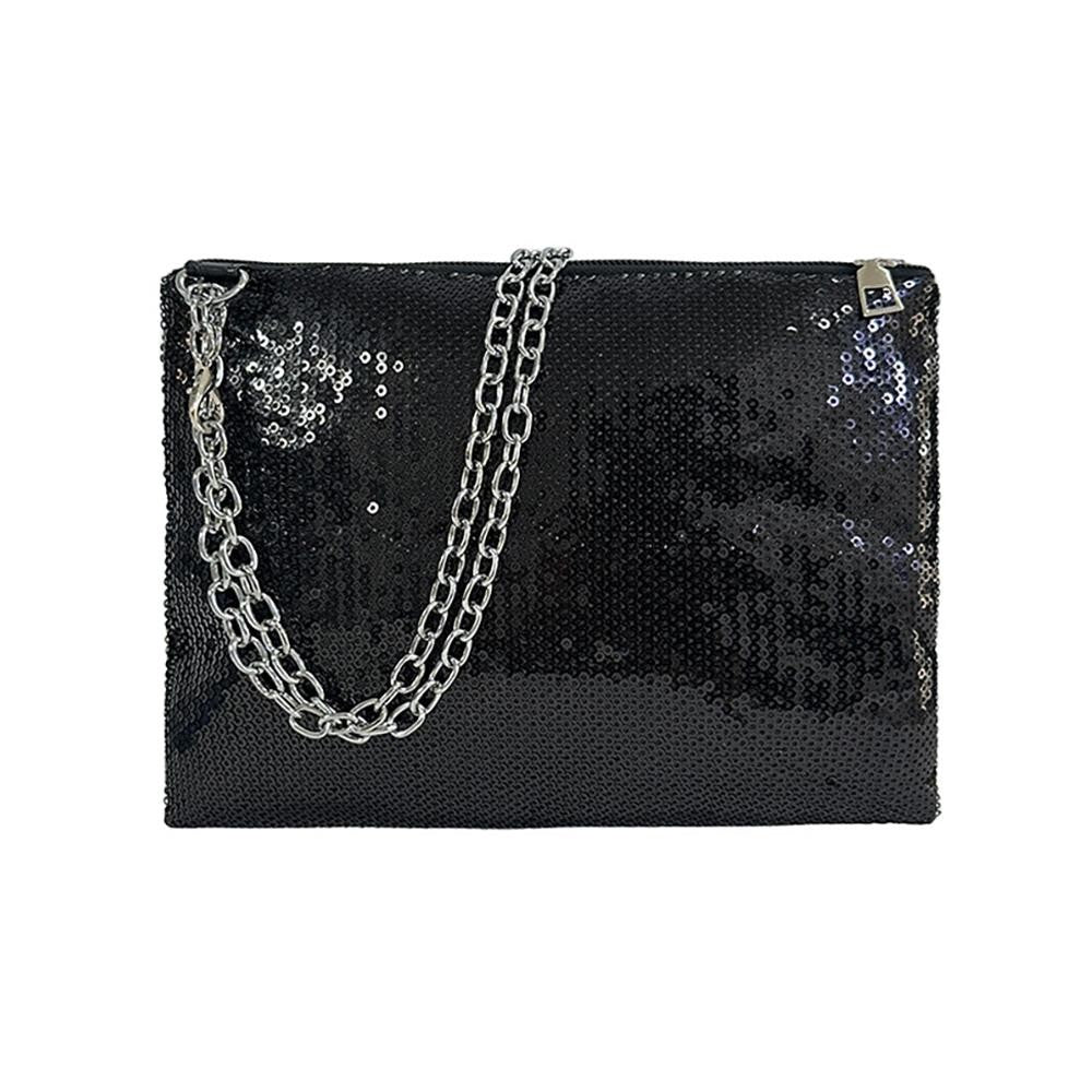 Sequin Crossbody Bag W/Chain Link Strap