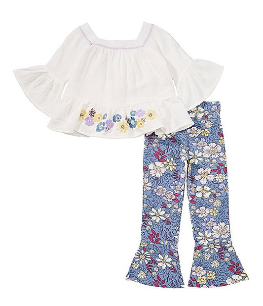 Boho Blue Floral Legging Set