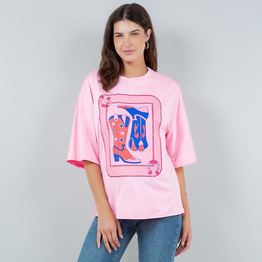 Cowboy Boot Card W/Rhinestone Tee