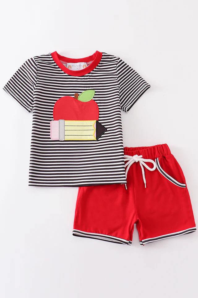 Red Apple Applique Boy Set