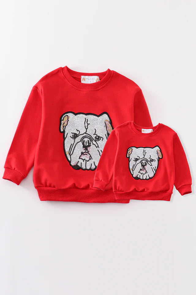 Red Georgia Bulldog Sequin Sweatshirt