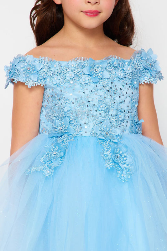Sky Blue Tulle Short Dress