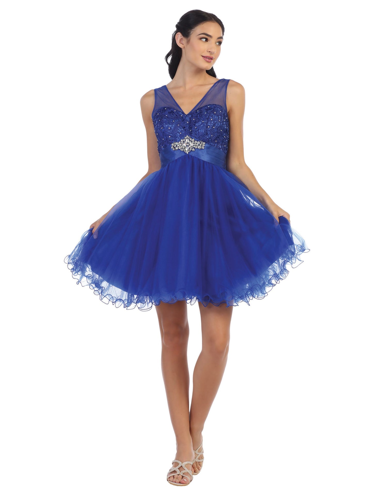 Royal Short Lace and Tulle Dress