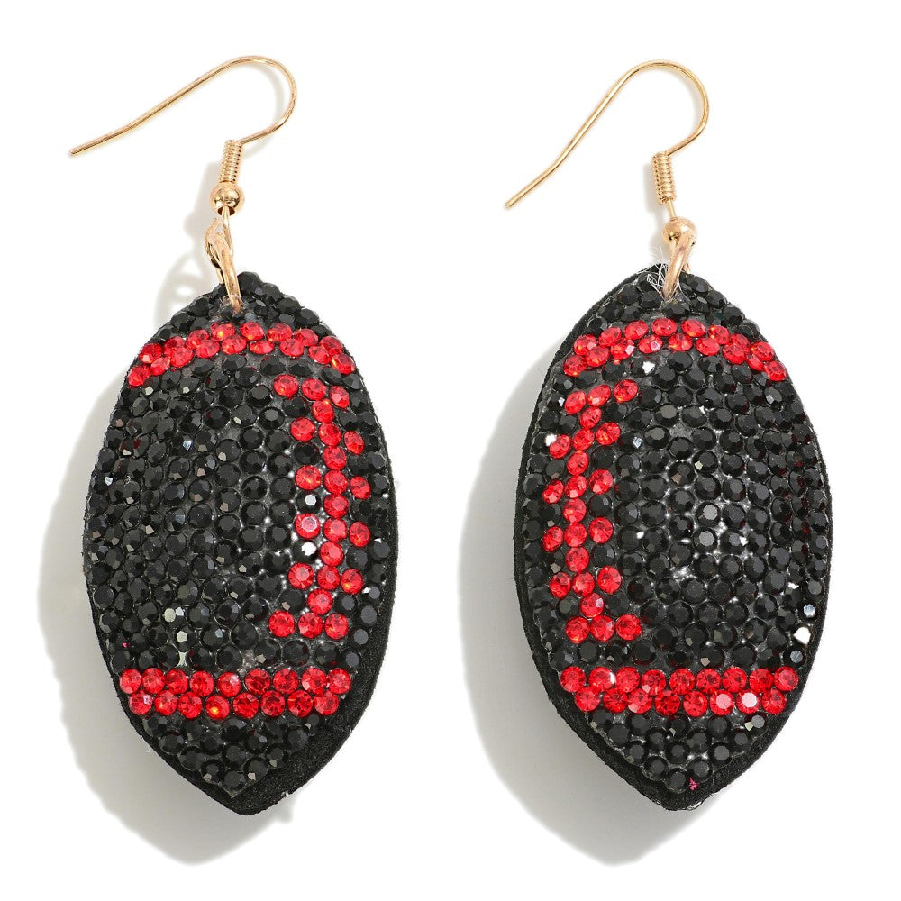 Red/Black Puffer Football Drop Earring