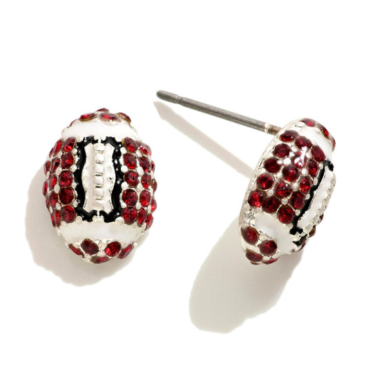 Rhinestone Studded Football Earring