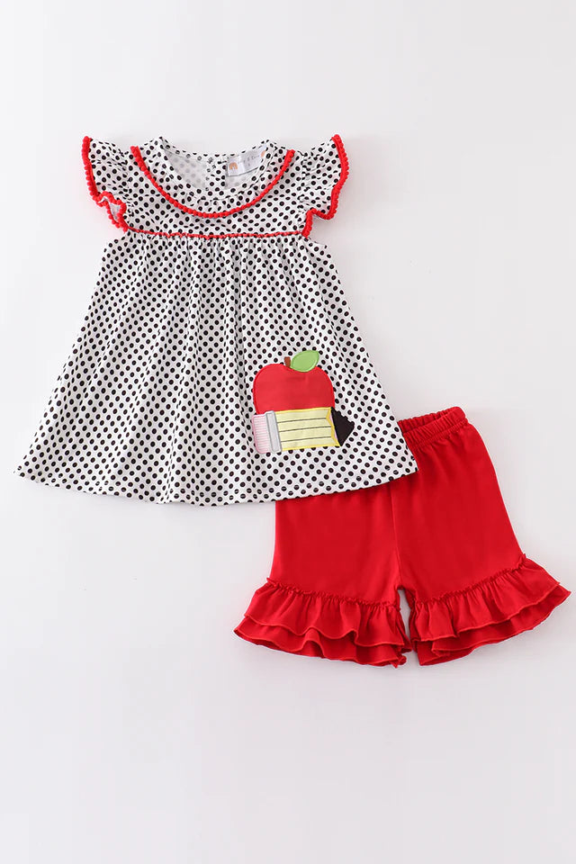 Red Apple Applique Girl Set