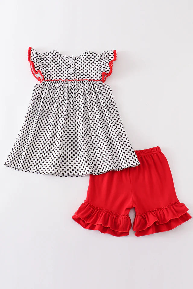 Red Apple Applique Girl Set