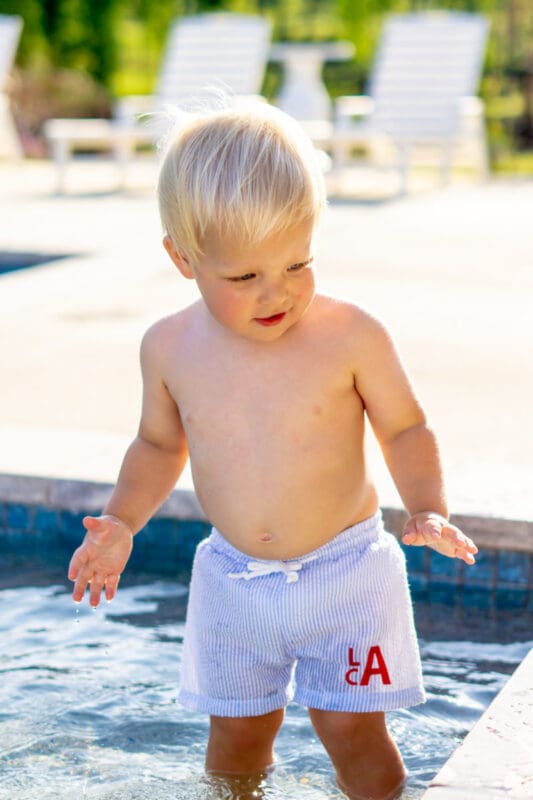 Blue Stripe Swim Trunk