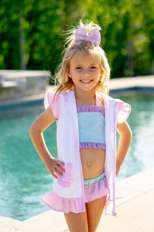 Pink Trim Terry Cover Up