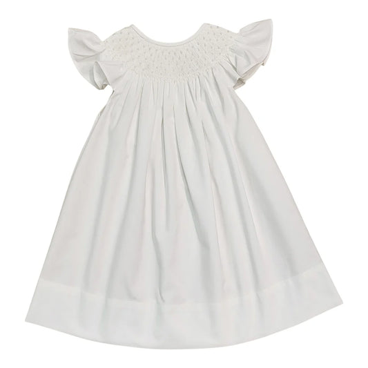 White Pearl Smocked Dress