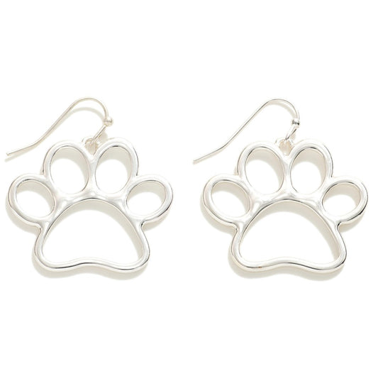 Gold or Silver Tone  Paw Print Drop Earring