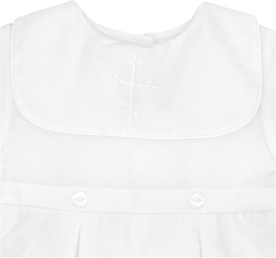Cross Embroidered Christening Romper W/Hat