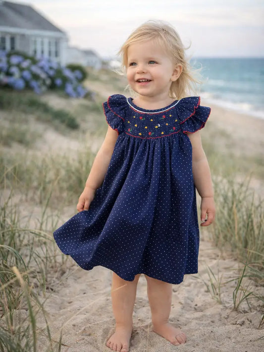 Navy Dot Bishop Dress