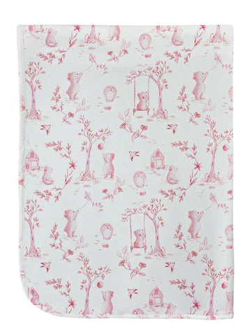 Pink Toile De Jouy Blanket