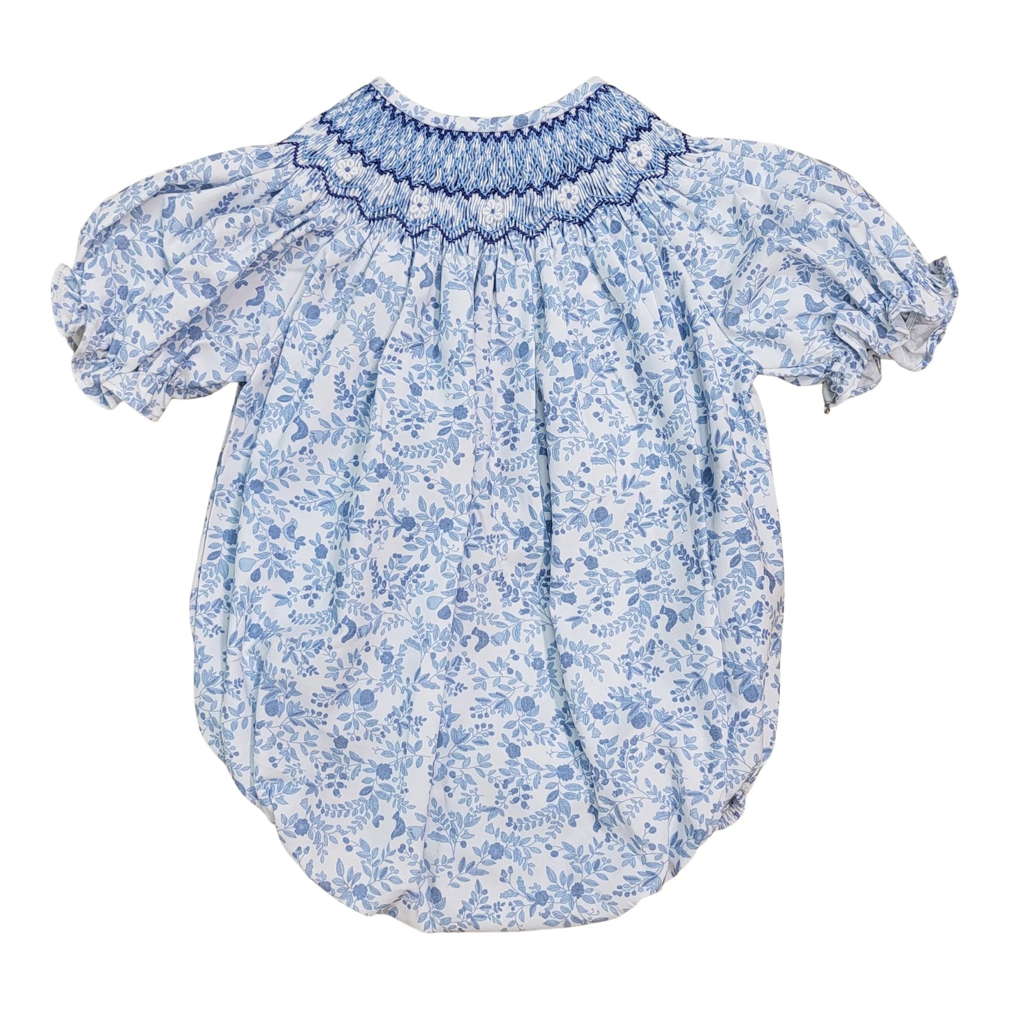 Bella Blue Floral Smocked Bubble