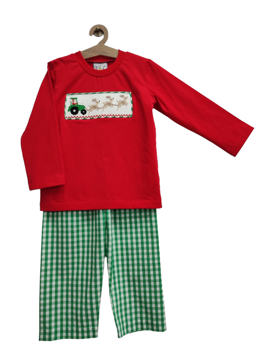 Santa's Coming Smocked Pant Set