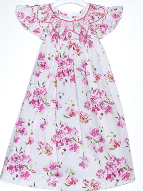 Pink Floral Smocked Dress