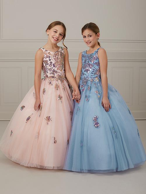 Blush or Periwinkle Sequin/Tulle Pageant Gown