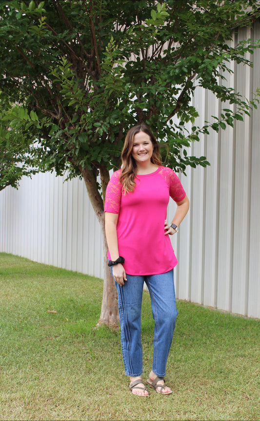 Hot Pink Cold Shoulders Top